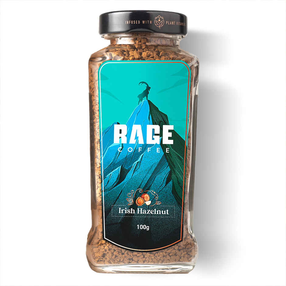 Rage Coffee Irish Hazelnut Flavour Premium Arabica Medium Roast Organic Instant Coffee