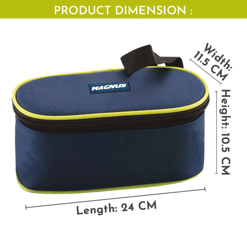 Magnus Avanza 3 Steel Leakproof Lunch Box for School with Klip Lock Lid & Insulated Tiffin Bag