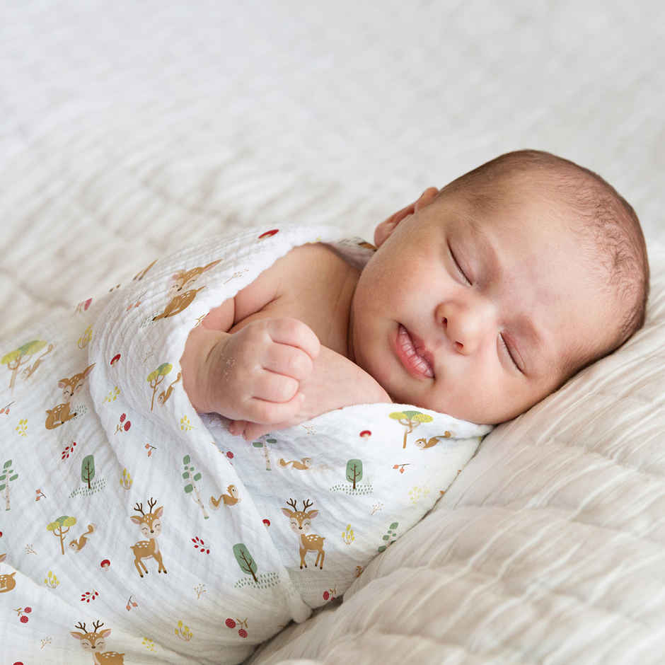 Haus & Kinder Cotton Muslin Swaddle Wrap for New Born Baby Blanket and Swaddles for Newborn Floral