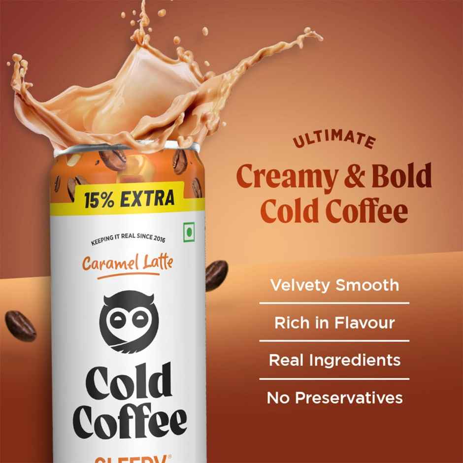 Sleepy Owl Caramel Latte Cold Coffee Can
