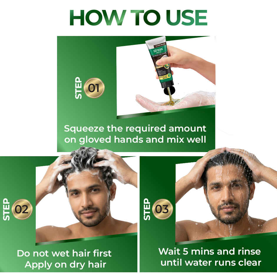 Streax Insta Shampoo Hair Colour - Dark Brown, Easy Diy- Squeeze Pack