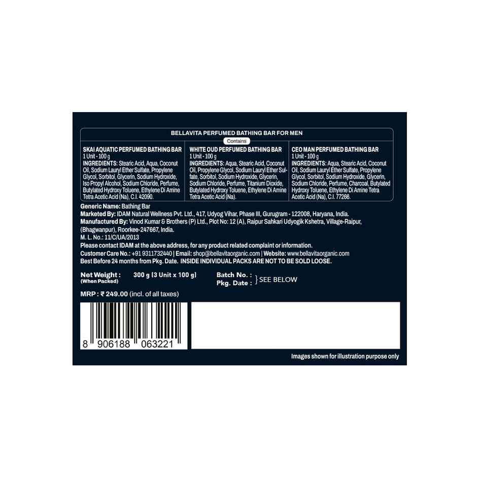 Bella Vita Perfumed Bathing Soap For Men 3 X 100 gm