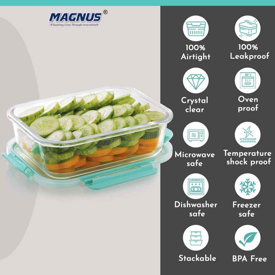 Magnus Glock Rectangle Glass Container | 1040 ml - Assorted