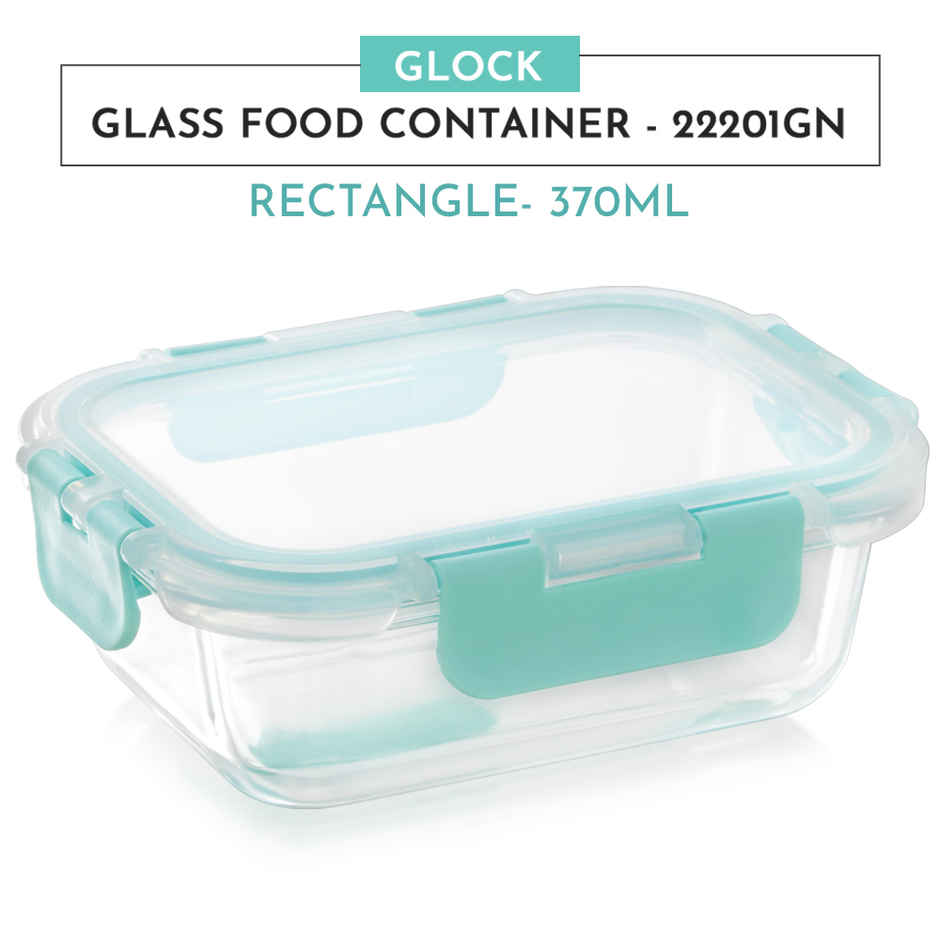 Magnus Glock 370 ml Rectangle Green Borosilicate Glass Container With Detachable Lock