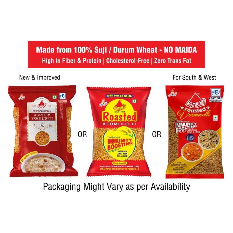 Bambino Roasted Vermicelli Seviyan | Pure Suji, No Maida, Protein Rich
