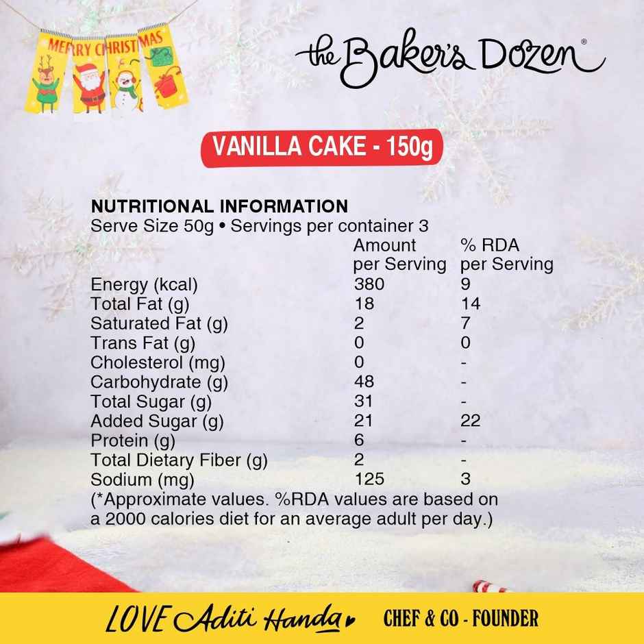 The Baker's Dozen Vanilla Cake | Veg Eggless cake | Tea Cake | Zero Palm Oil | Zero Trans Fat