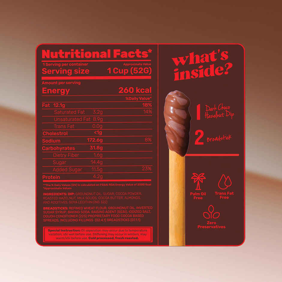 Beanly Dark Choco Hazelnut Spread with Breadsticks Combo