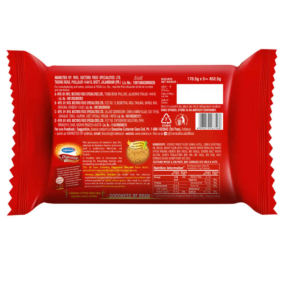 Cremica Plain Digestive Biscuits | Trans Fat-free Combo