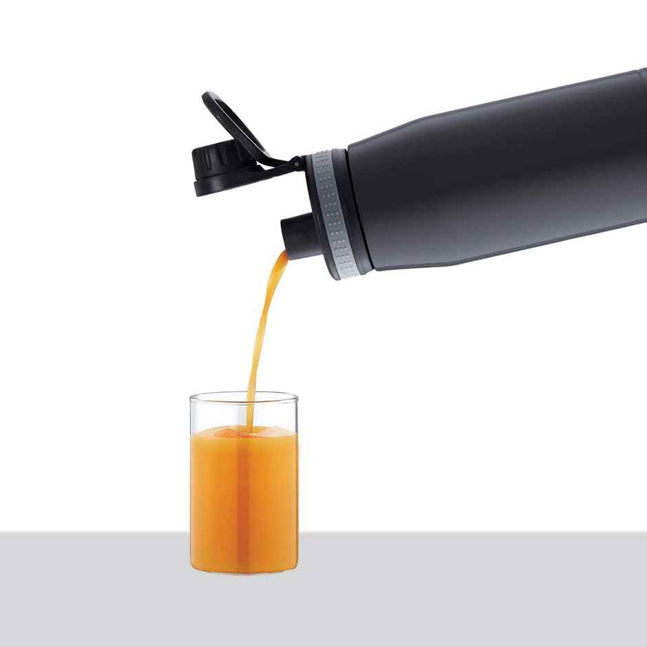 Borosil Stainless Steel Gosports Water Bottle, 14 Hrs Hot & 18 Hrs Cold Insulated | Black | 600 ml