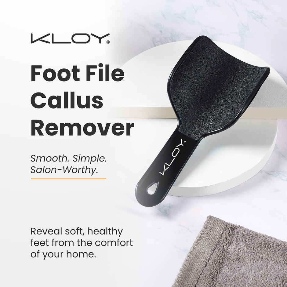 Kloy Curved Foot File Scrubber -Wide Surface Callus Remover for Cracked Heels & Dead Skin