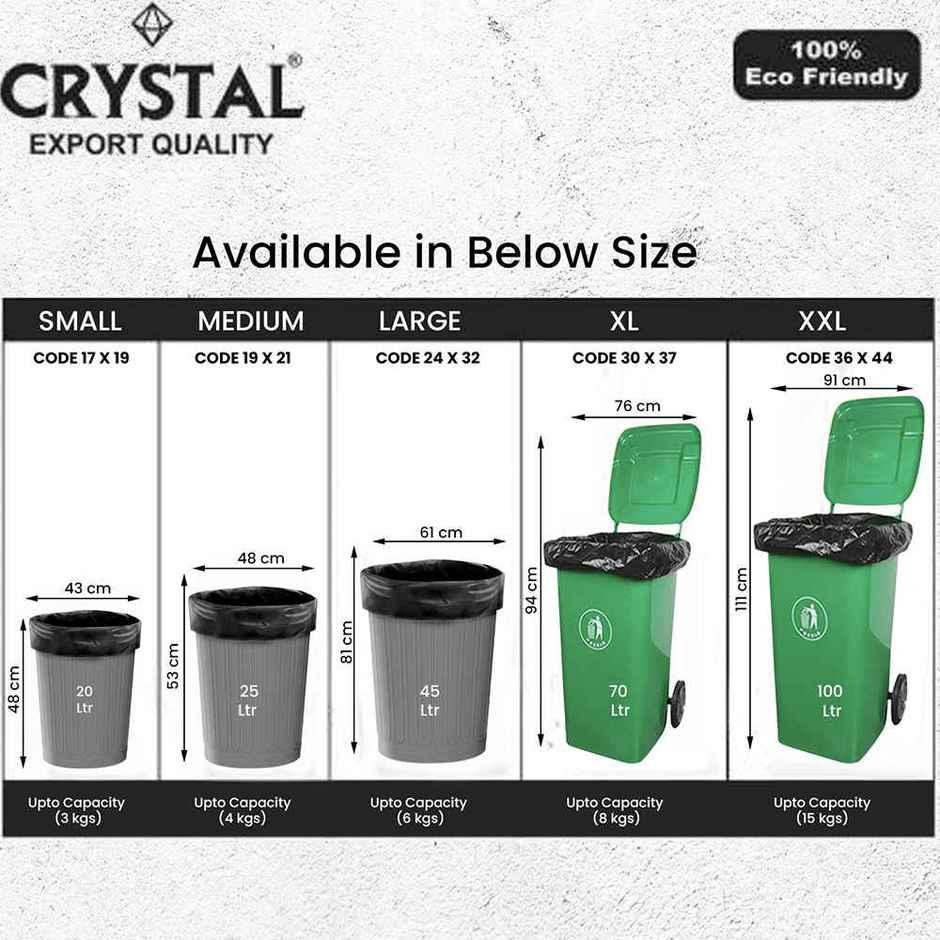 Crystal Medium Black Garbage Bag Roll 19X21 Combo of 3
