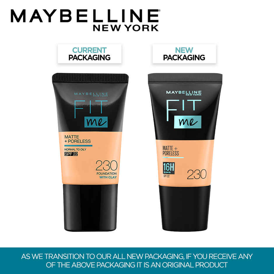 Maybelline New York Fit Me Matte+Poreless Liquid Foundation Tube 230 Natural Buff