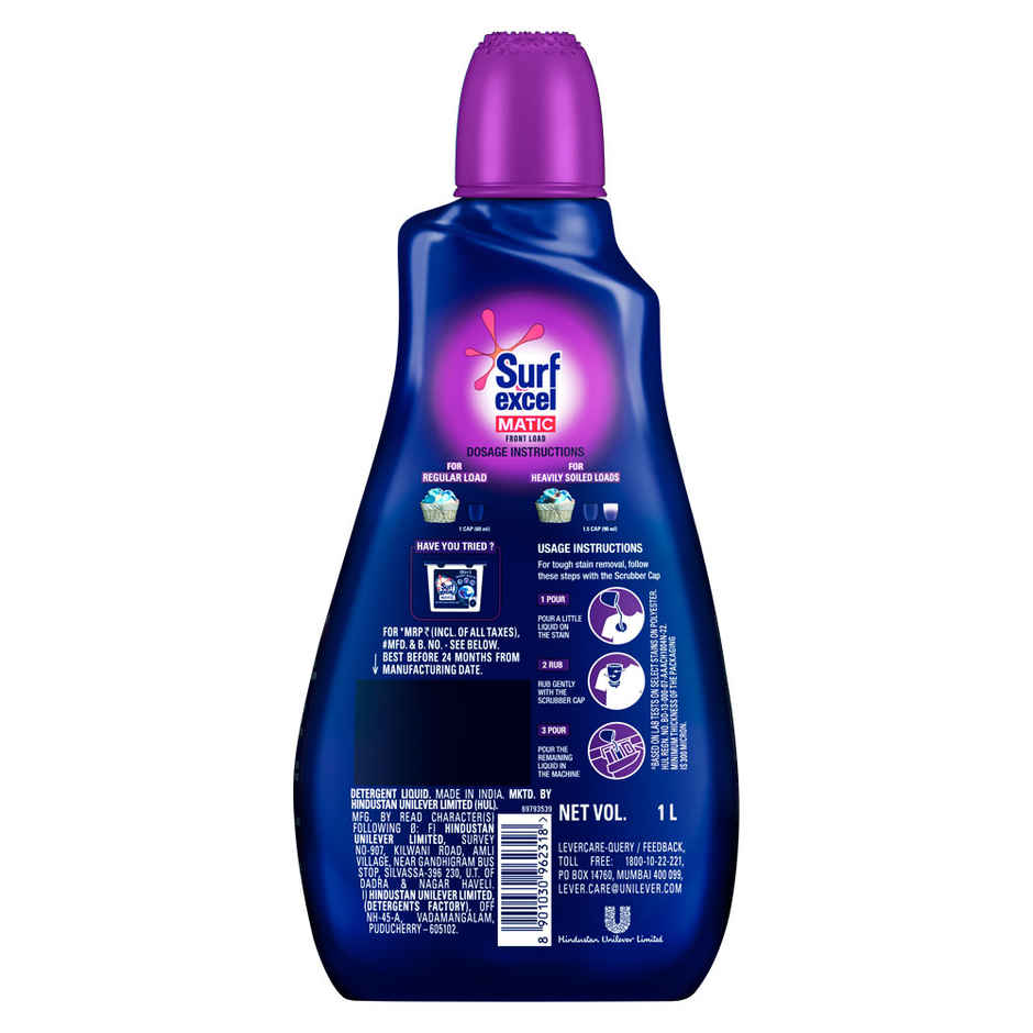 Surf Excel Matic Front Load Detergent Liquid Refill | Tough Dried Stain Removal