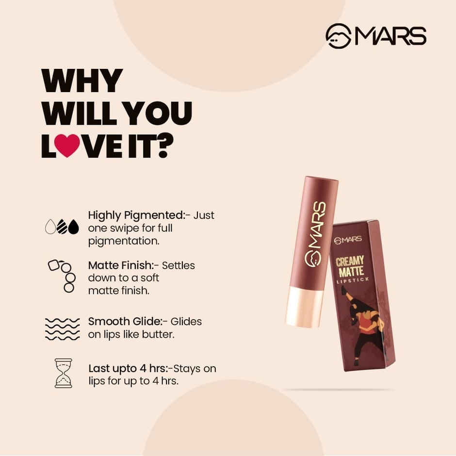 MARS Cosmetics Creamy Matte Long Lasting Lipstick (07-Majestic Mambo)