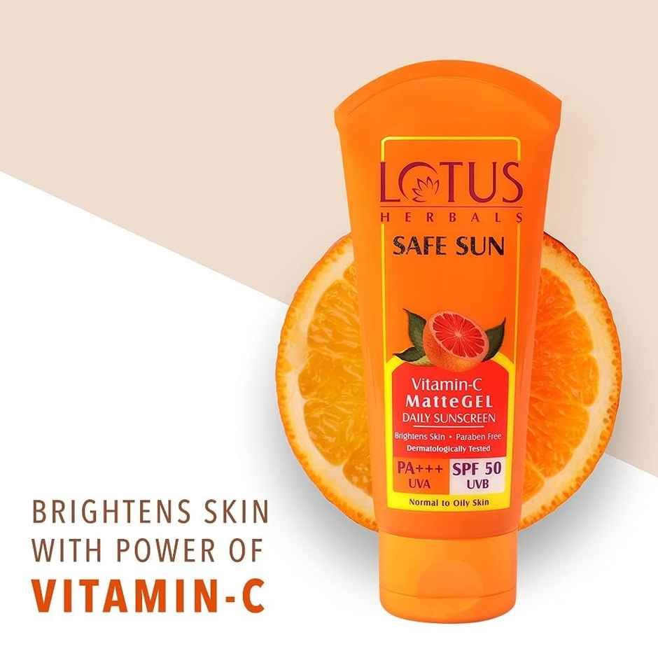 Lotus Herbals Safe Sun Vitamin C Matte Gel Daily Sunscreen SPF 50 PA+++ Oily Skin