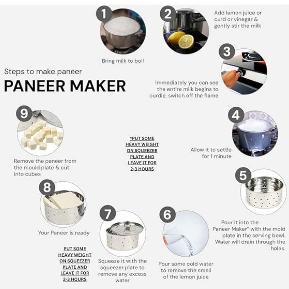 Capsicum Stainless Steel Round Paneer Mould | Paneer Strainer | Paneer Press | Round