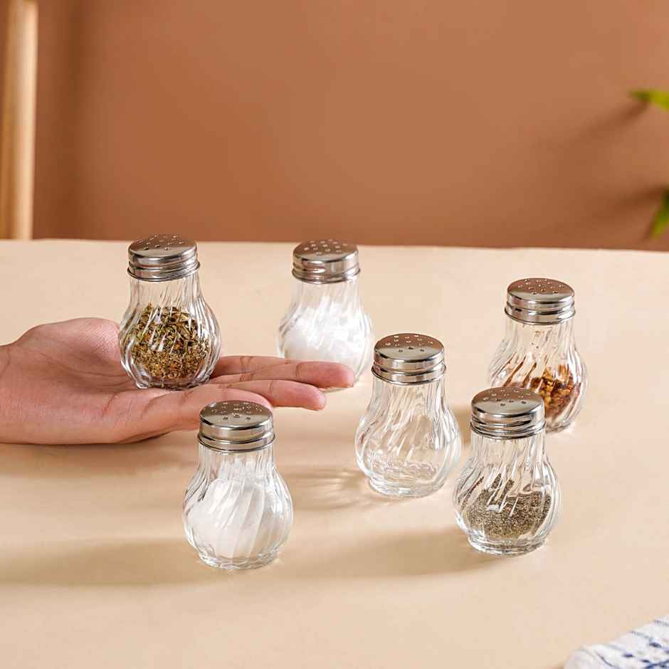 Nestasia Restaurant Style Glass Salt Pepper Shakers Set Of 6 50ml