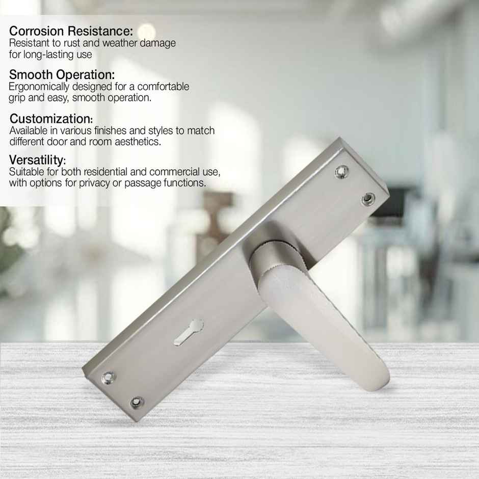 Link Ky 8 Inch Plate Handle Door Lock | Mortise Lock | Finish - Stainless Steel | Vexis