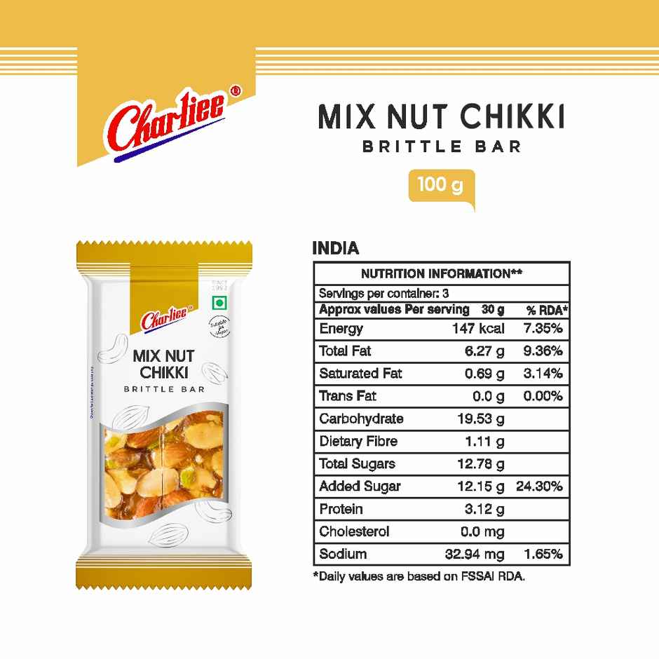 Charliee Mix Nut Chikki | Brittle Bar