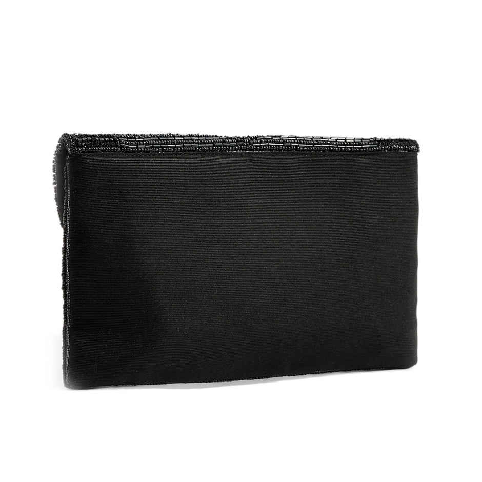 Accessorize London Women's Beaded Scallop Clutch - Black