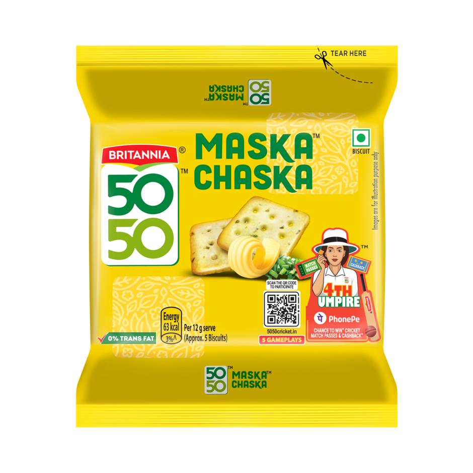 Britannia 50-50 Maska Chaska Biscuits Butter Flavoured Crackers | Combo