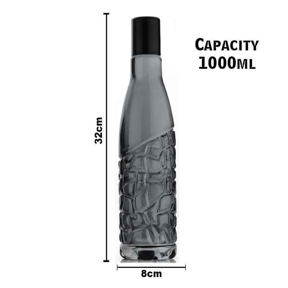 2Mech Plastic Stylish Crystal Design Water Bottle | Aqua, Black, and Pink | 1 L