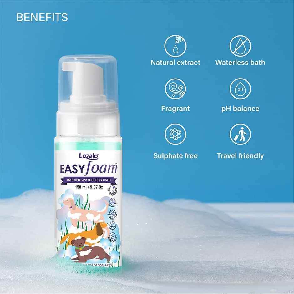 Lozalo Easy Foam Waterless Pet Shampoo | Sulphate-Free | Shikakai Extract
