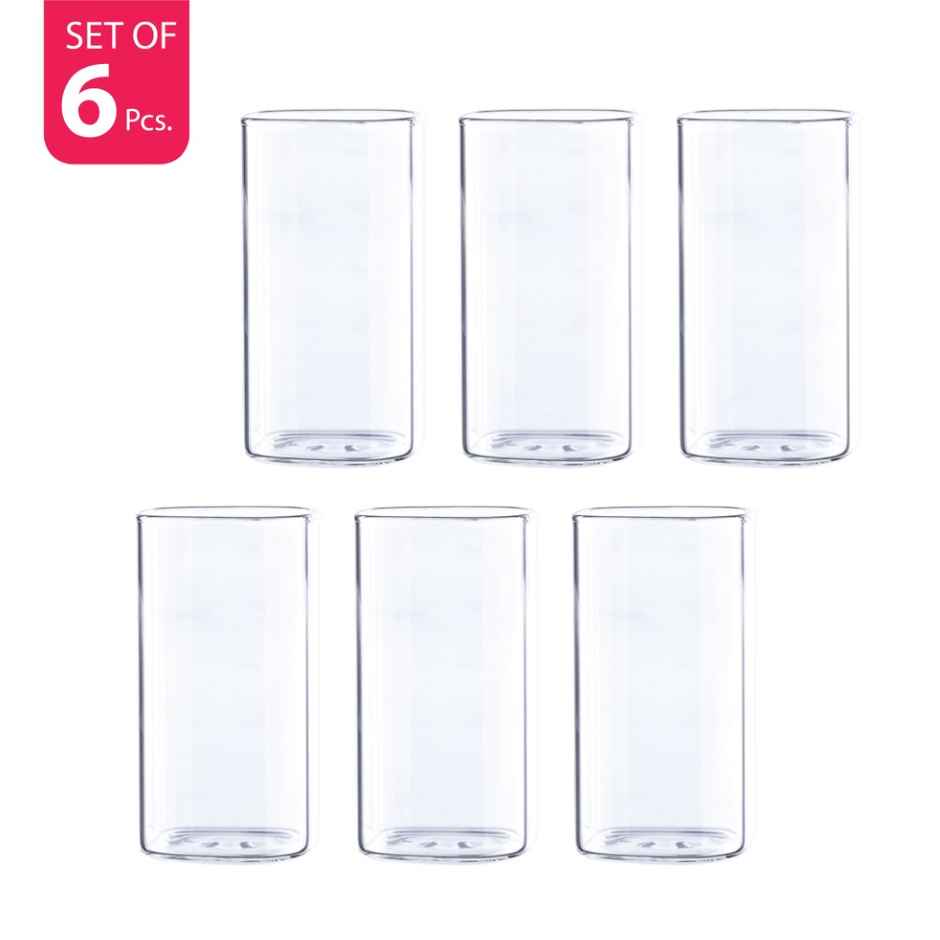 Sanjeev Kapoor Berlin High Borosilicate Square Glass 330 ml - Set Of 6 pcs