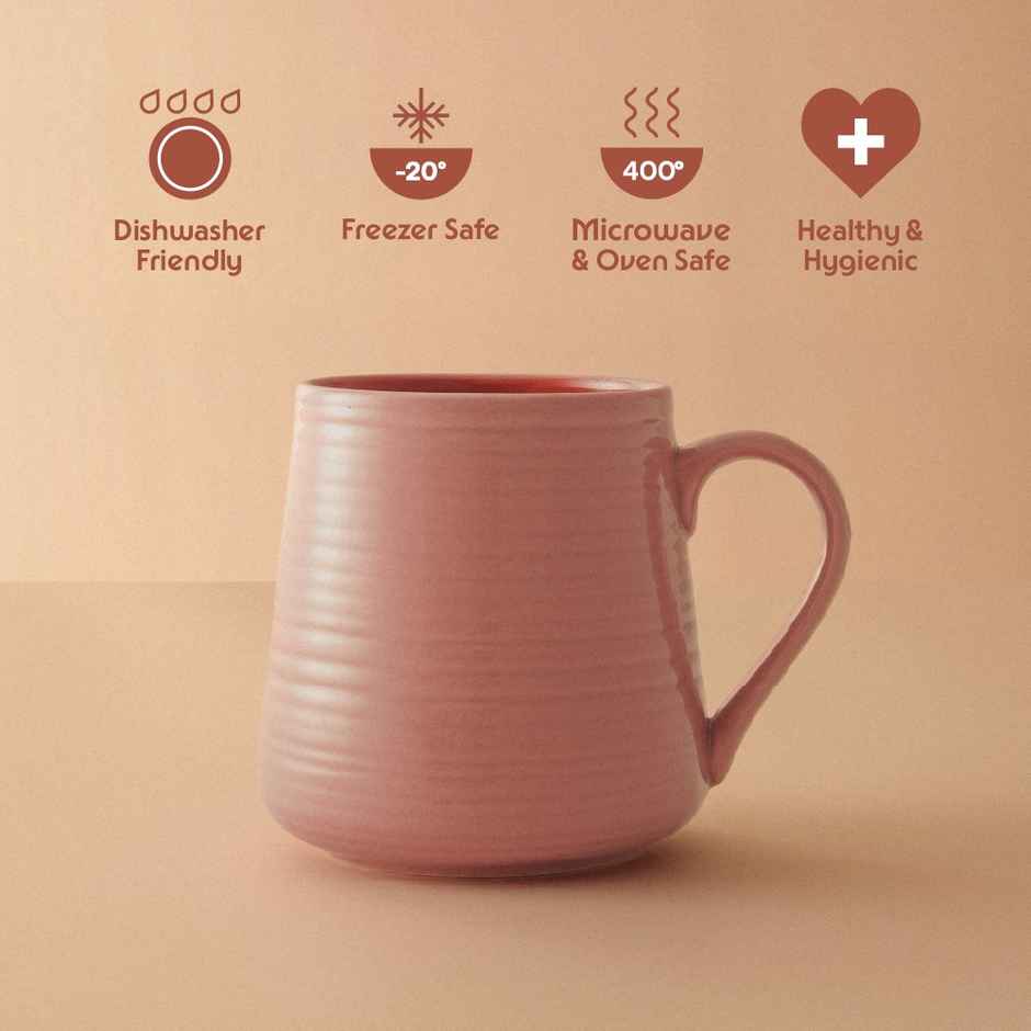 Borosil Porcelia Bello Blush Tea Coffee Porcelain Mug Set Microwave Dishwasher Safe