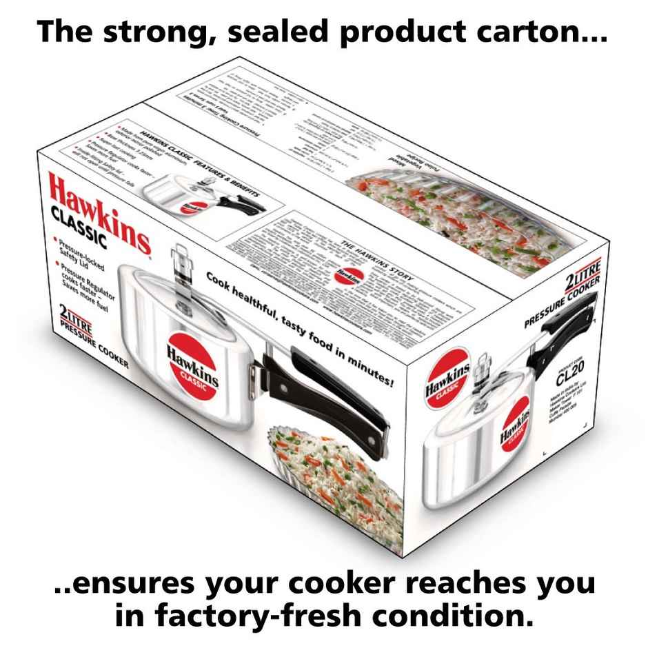Hawkins 2 Litre Classic Pressure Cooker Best Inner Lid Cooker Small Cooker - Silver