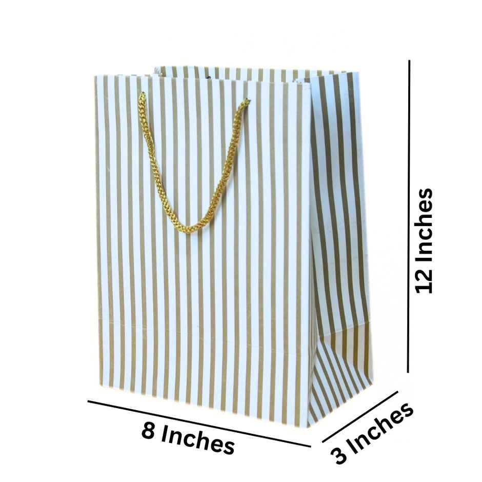 SE7EN Lines Design Gifting Paper Bag | Golden - M