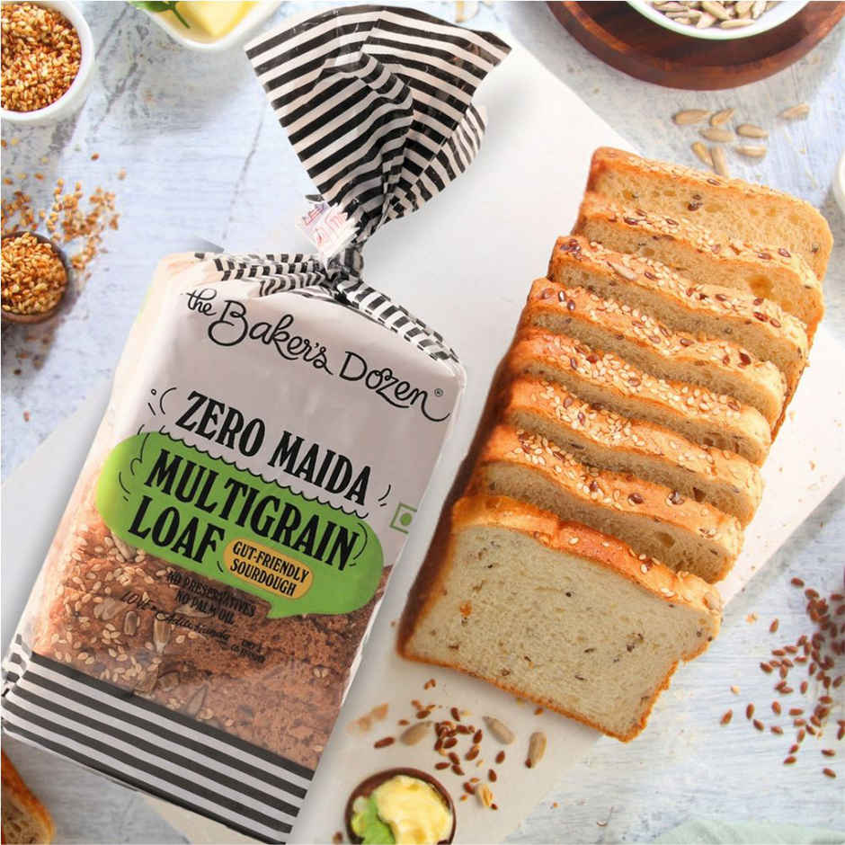 The Baker's Dozen Zero Maida Multigrain Bread | Gut Friendly | Whole Wheat | Healthy bread