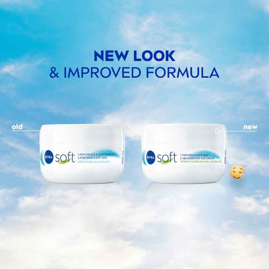 NIVEA Soft Moisturizing Cream Vitamin E Face Cream, Body Moisturizer 72H Hydration Dry & Normal Skin