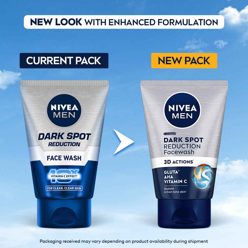 NIVEA MEN Dark Spot Reduction Face Wash | Gluta & AHA Cleanser | Helps Reduce the Appearance of Tan