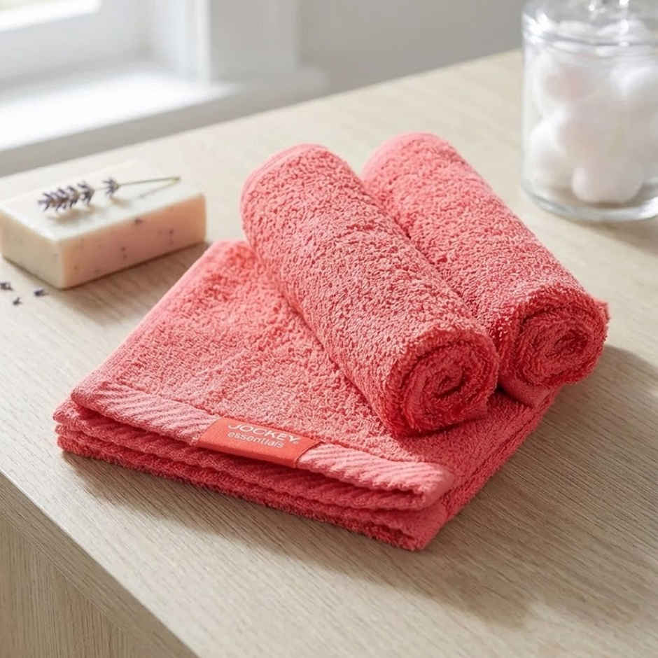 Jockey T301 Men's Cotton Terry Ultrasoft and Durable Solid Face Towel | Pack of 3