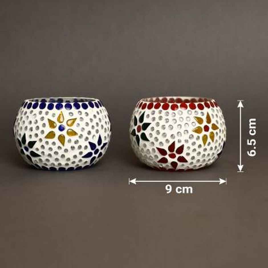 eCraftIndia Set Of 4 Mosaic Glass Decorative Tea Light Candle Holder