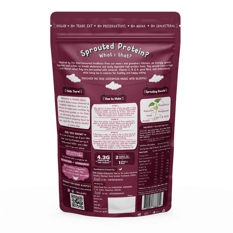 Gladful Sprouted Ragi Dosa