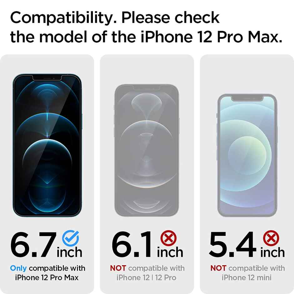 Spigen Ez Fit Tempered Glass Screen Guard For Iphone 12 Pro Max - 2 Pack For Cellphone