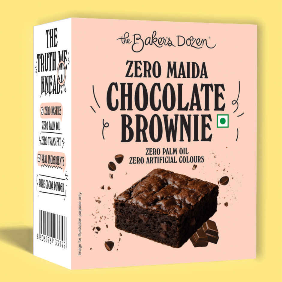 The Baker'S Dozen Zero Maida Chocolate Brownie | Bakery Delight (55g) & The Baker'S Dozen Choco Chip Muffin | Soft & Chocolatey (45g) Combo