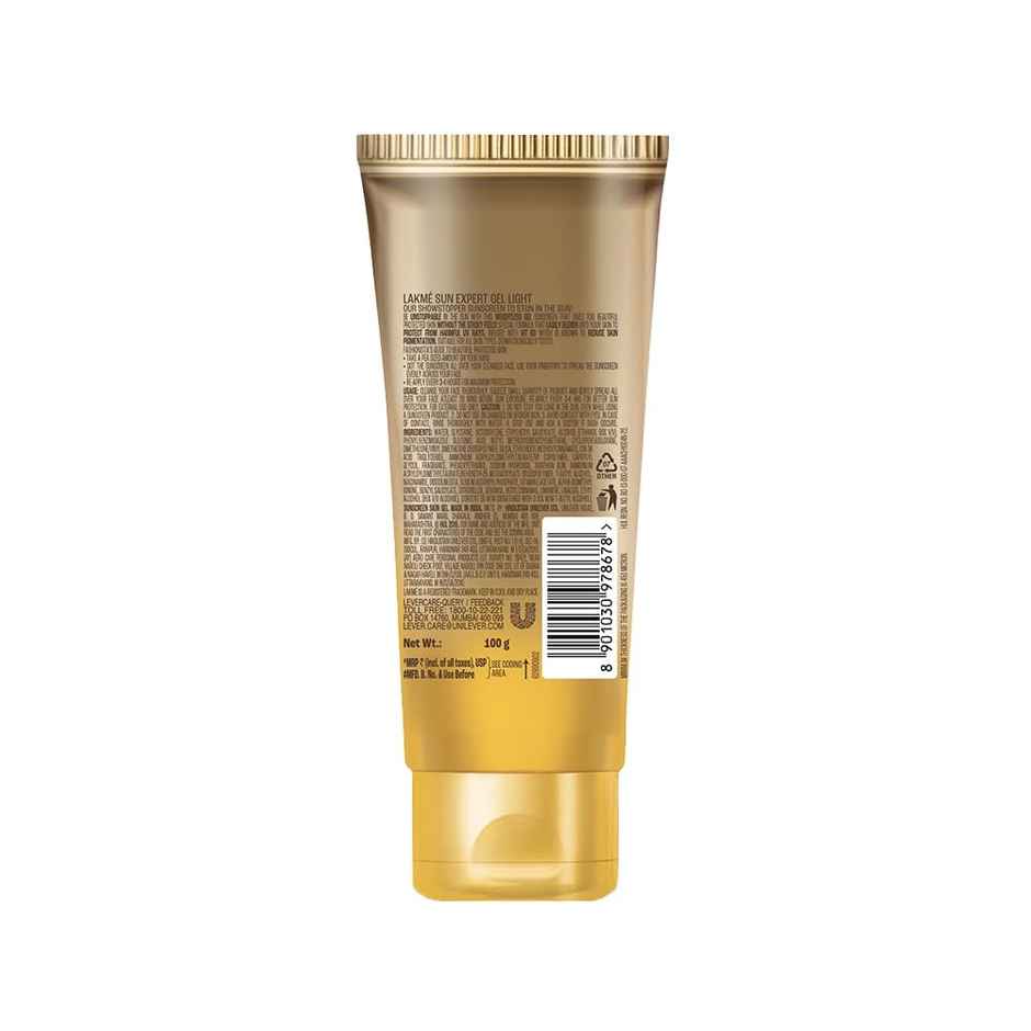 Lakme Sun Expert Gel Light Sunscreen, SPF 50 PA+++ |Uva/B Protection, Matte Finish