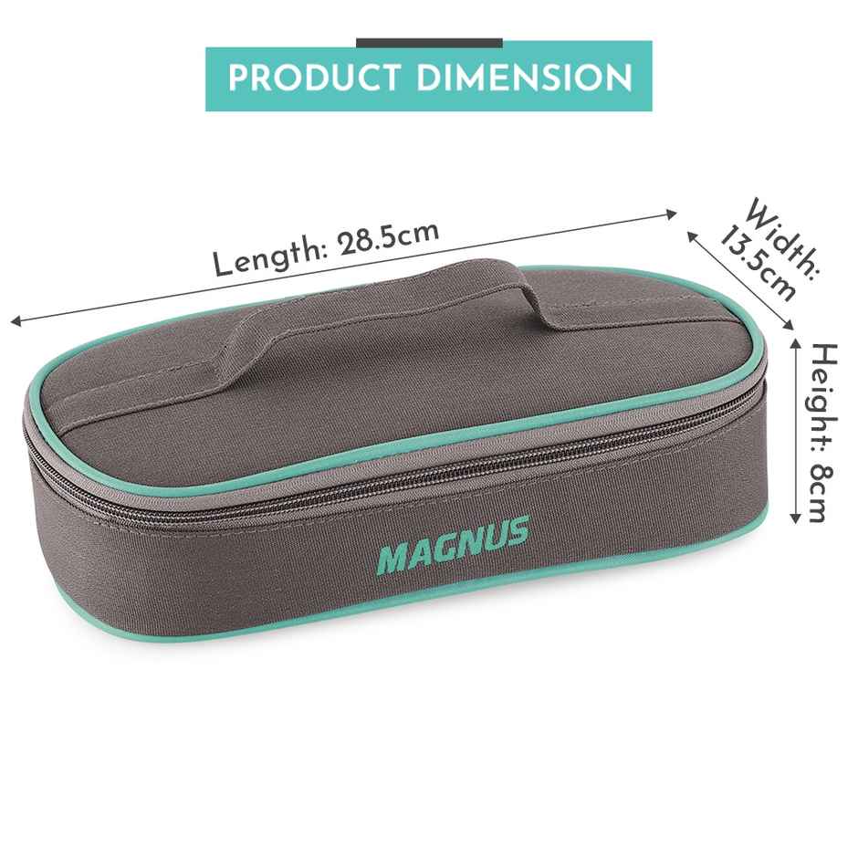 Magnus Vivid Solid Glass Lunch Box - 2 Round Borosilicate Fixed Clip Containers | 400 ml Each & Bag