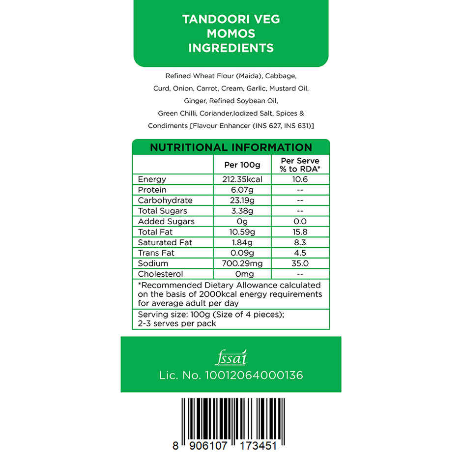 Prasuma Tandoori Veg Momos | Frozen Snack