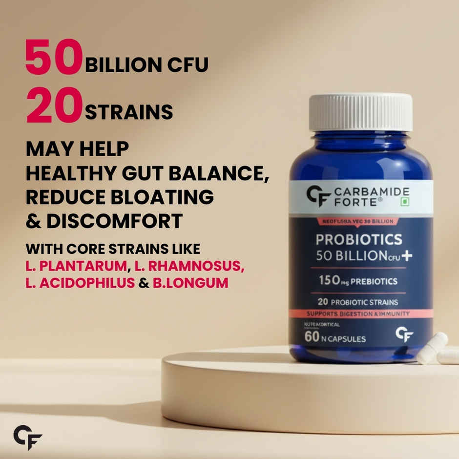 Carbamide Forte Probiotics Supplement 50 Billion CFU Gut Health Supplement with Probiotic Gutcleanse