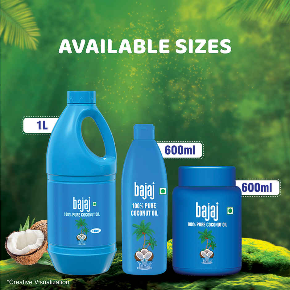 Bajaj 100% Pure Coconut Oil | Made with Premium Grade 1 Quality Coconuts