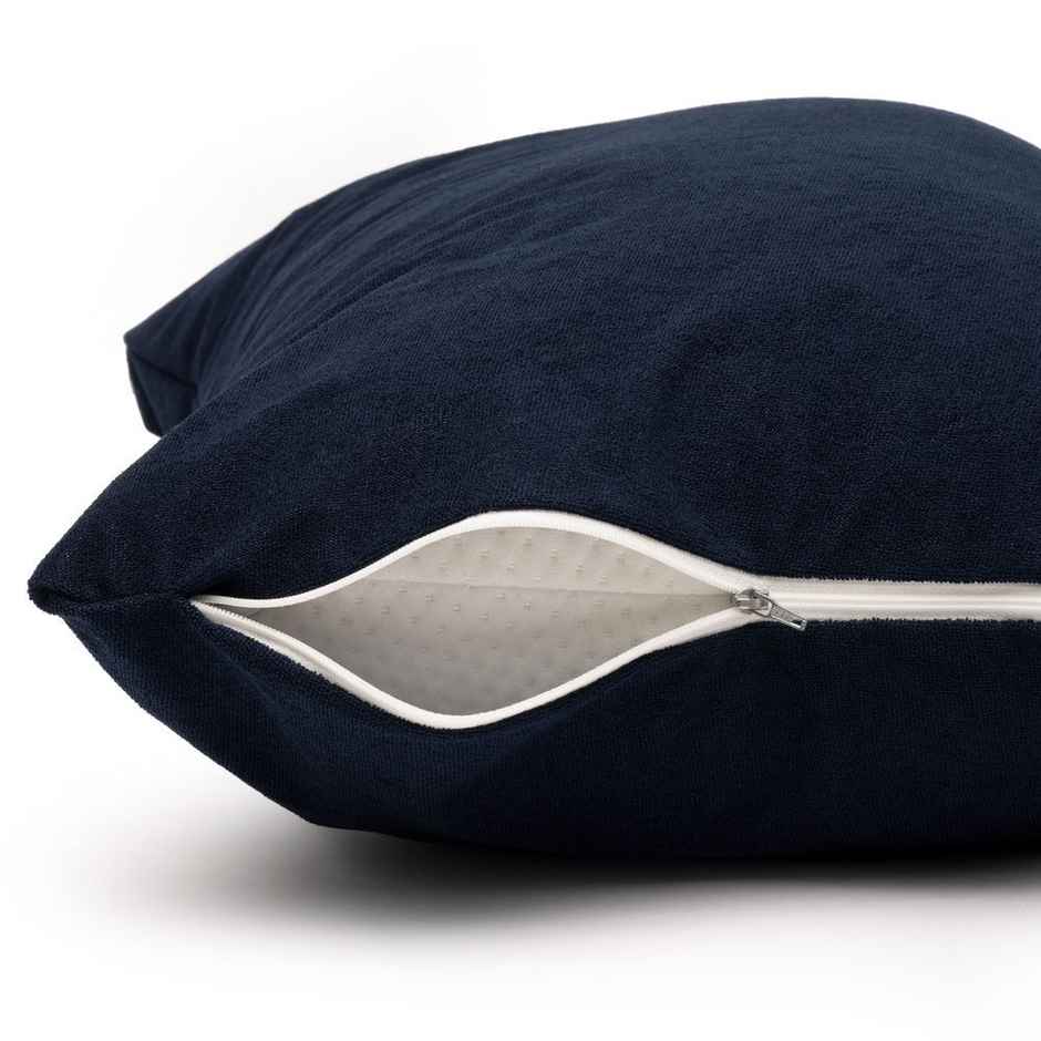 Wakefit Waterproof Pillow Protector | 28x18 in | Terry Cotton | Set of 2 | Navy | Zipper Closure
