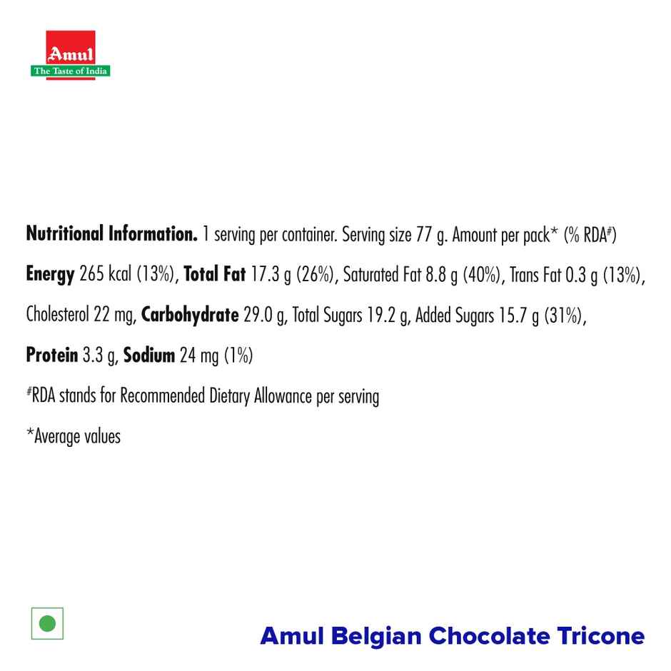 Amul Belgian Chocolate Tricone Ice Cream Cone