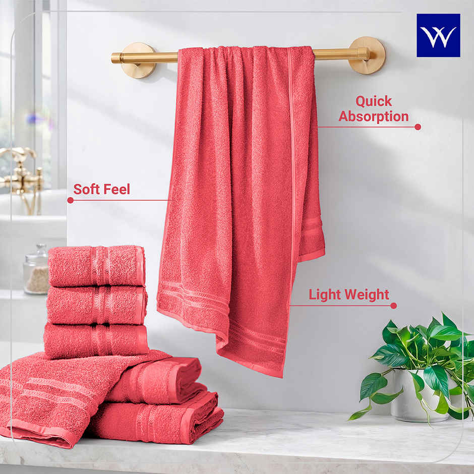 Welspun Large Quick Dry Cotton Lightweight Breathable Bath Towel | Coral