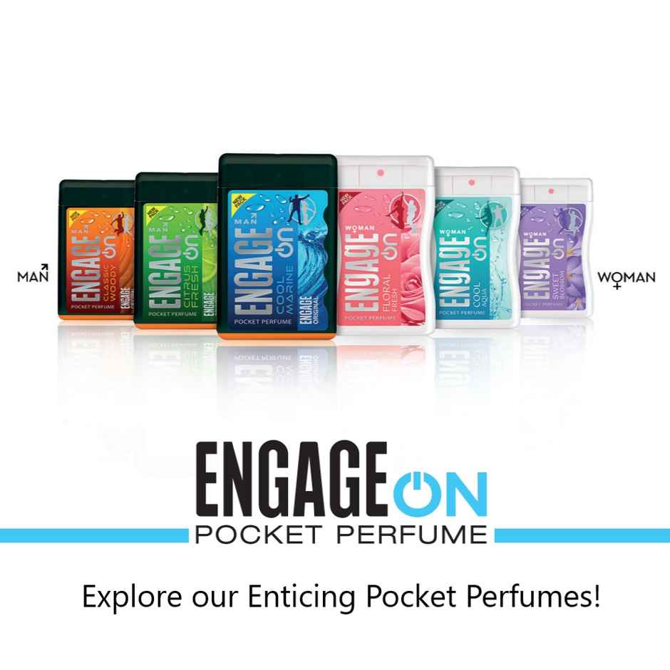 Engage On Cool Marine Pocket Perfume Men | 250 Sprays | Citrus & Musk