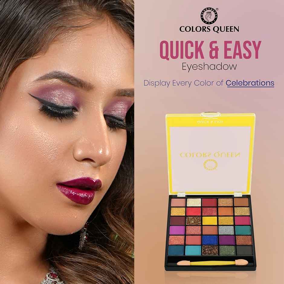 Colors Queen Quick & Easy Eyeshadow Palette | 30 Multi | with Brush | Multicolor | 01