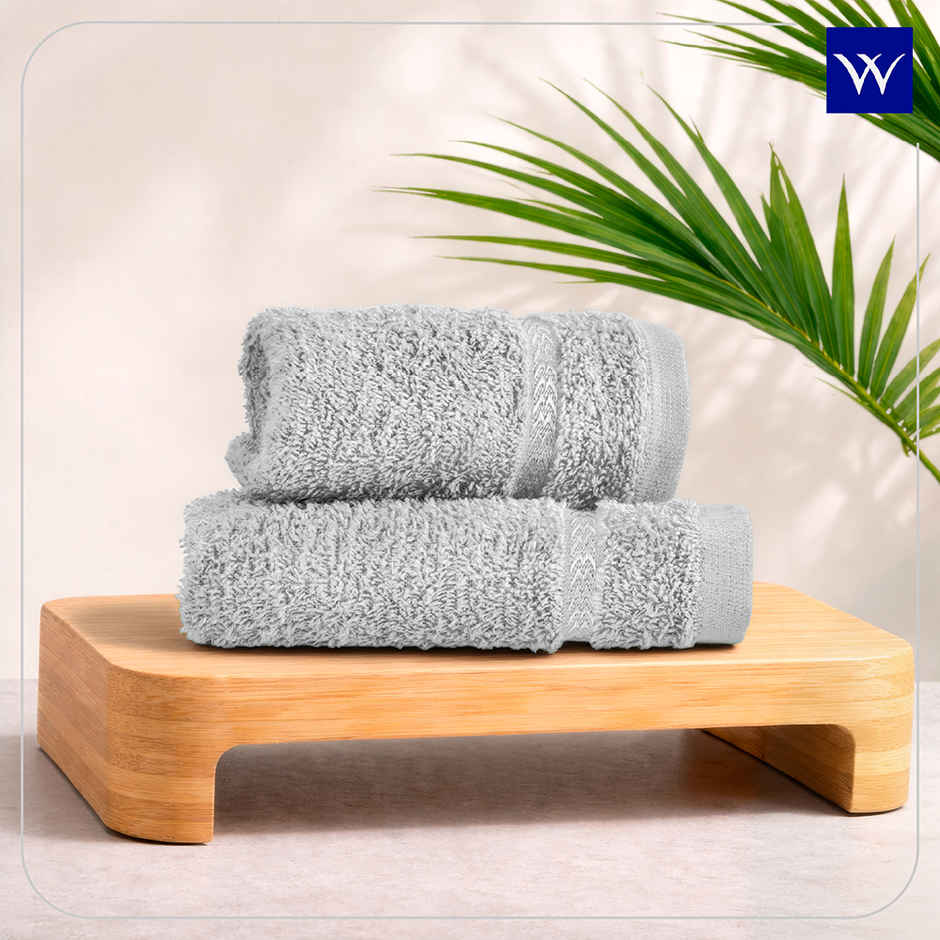 Welspun Quick Dry Cotton Dobby Weave Super Absorbent Ultra Soft Hand Towels Set | Grey